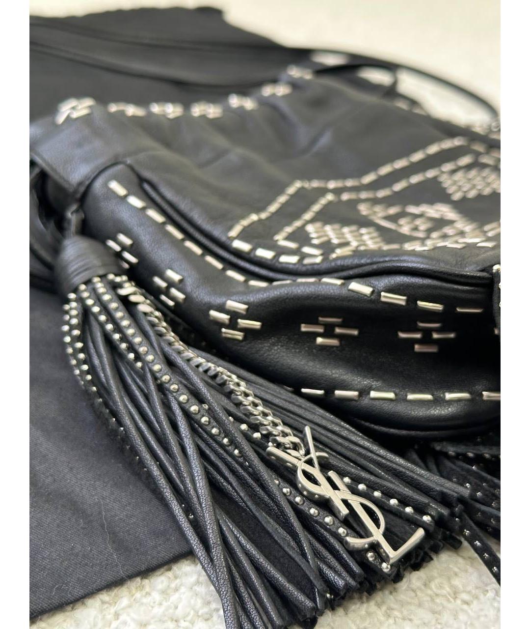 SAINT LAURENT Черная кожаная сумка через плечо, фото 6