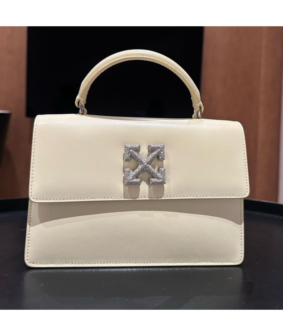 OFF-WHITE Желтая кожаная сумка с короткими ручками, фото 8