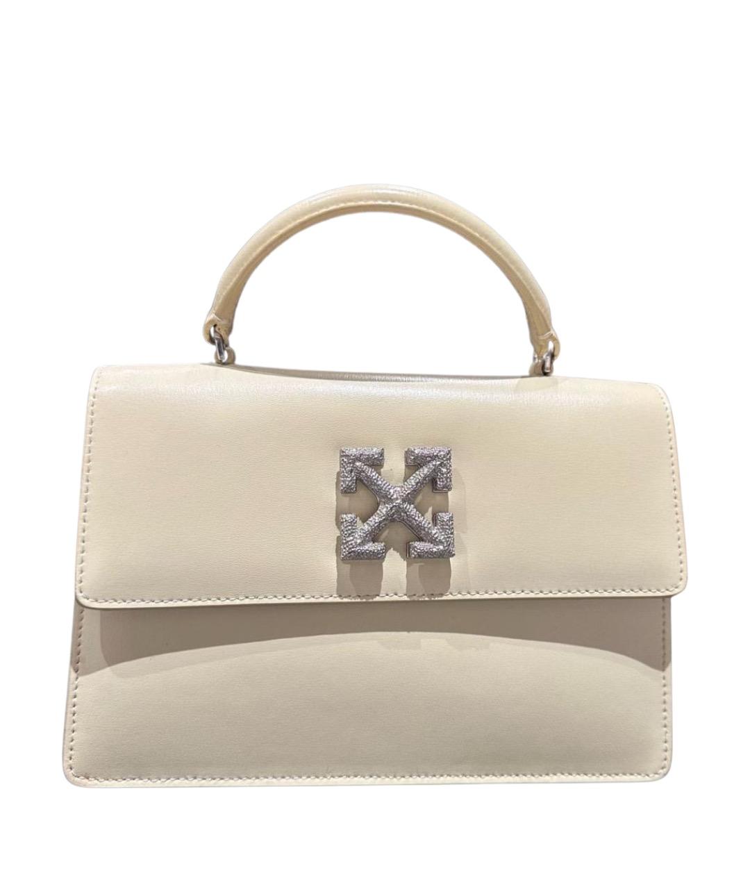 OFF-WHITE Желтая кожаная сумка с короткими ручками, фото 1