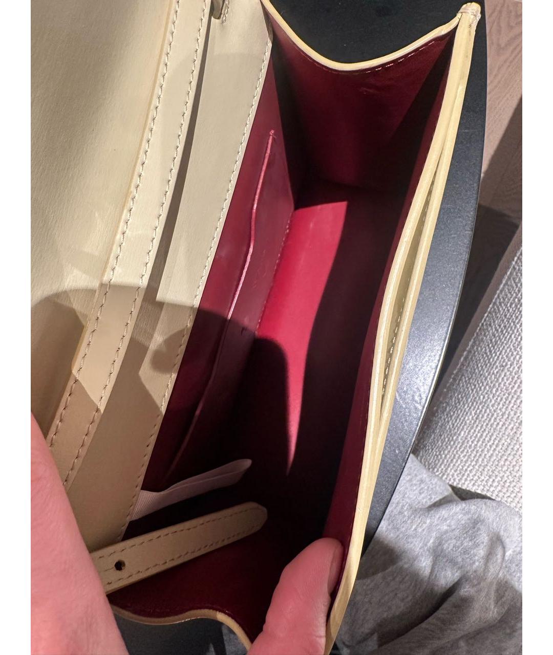 OFF-WHITE Желтая кожаная сумка с короткими ручками, фото 4