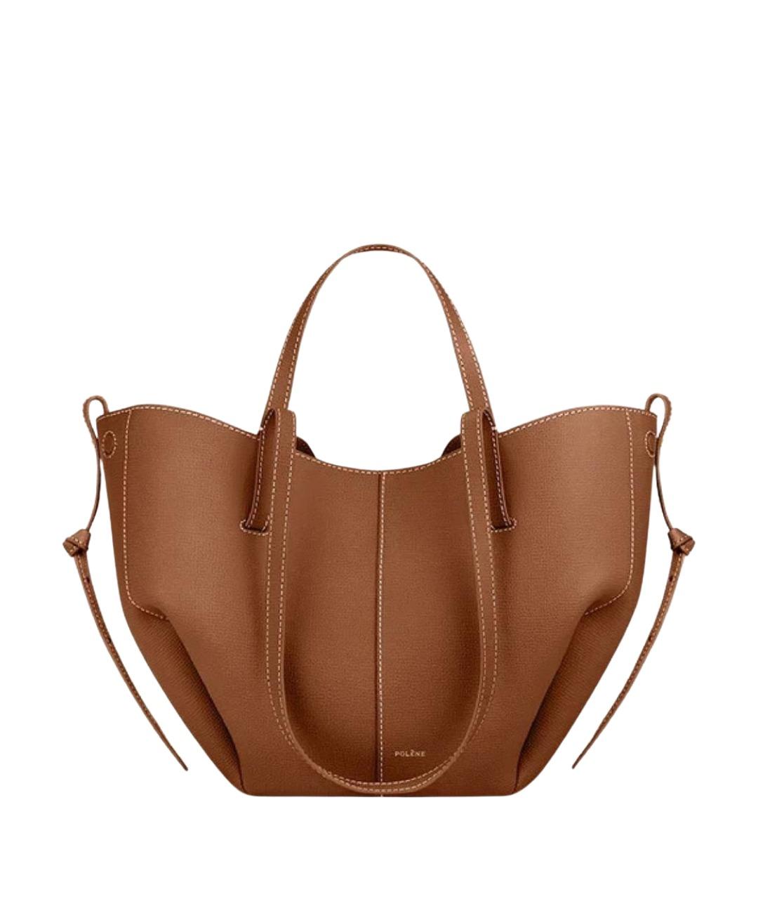 POLENE Коричневая кожаная сумка тоут, фото 1