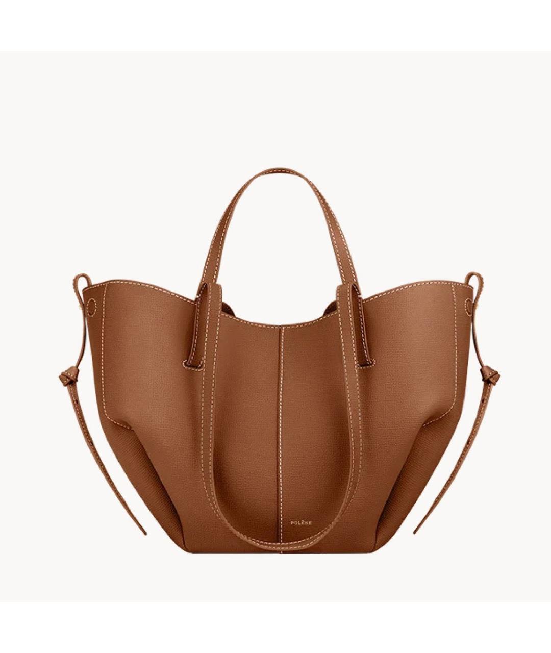 POLENE Коричневая кожаная сумка тоут, фото 4