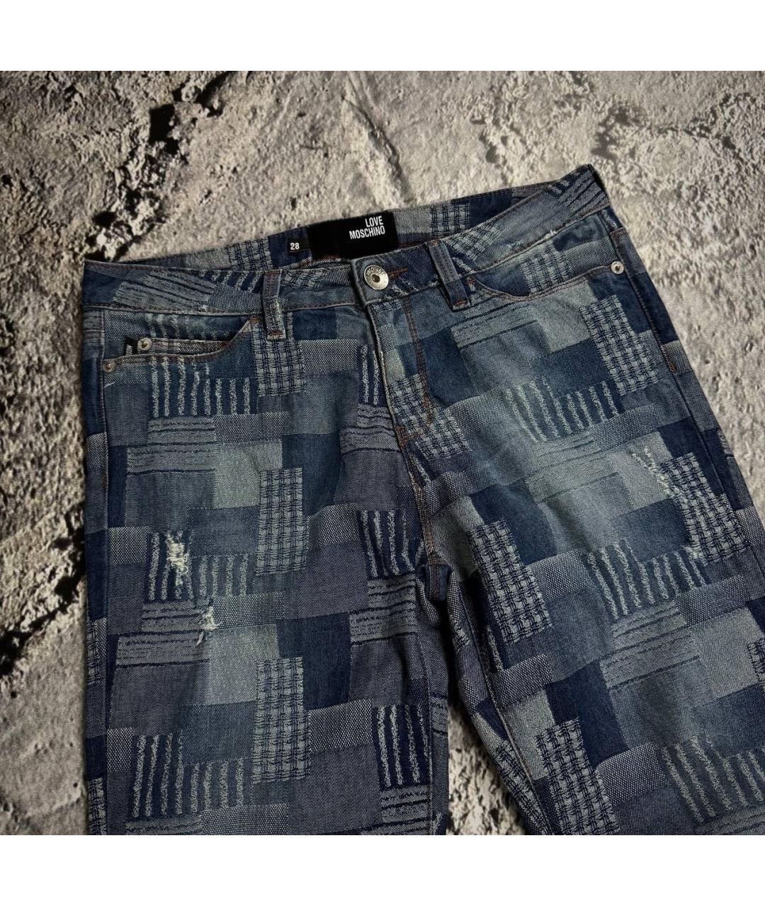 LOVE MOSCHINO Синие хлопковые прямые джинсы, фото 5