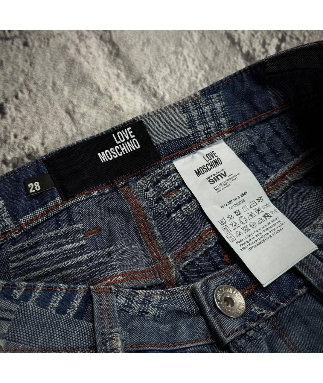 LOVE MOSCHINO Синие хлопковые прямые джинсы, фото 3