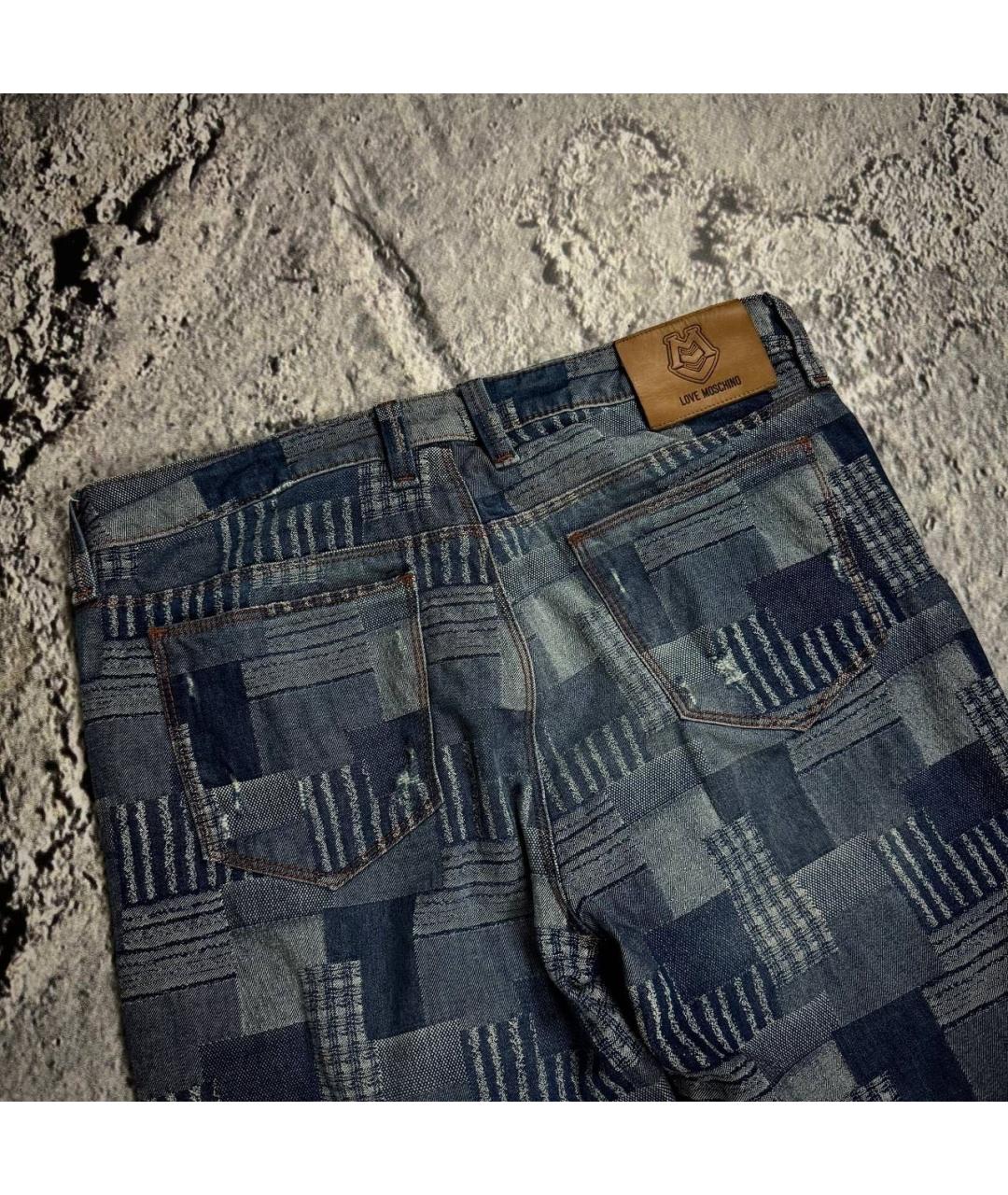 LOVE MOSCHINO Синие хлопковые прямые джинсы, фото 7