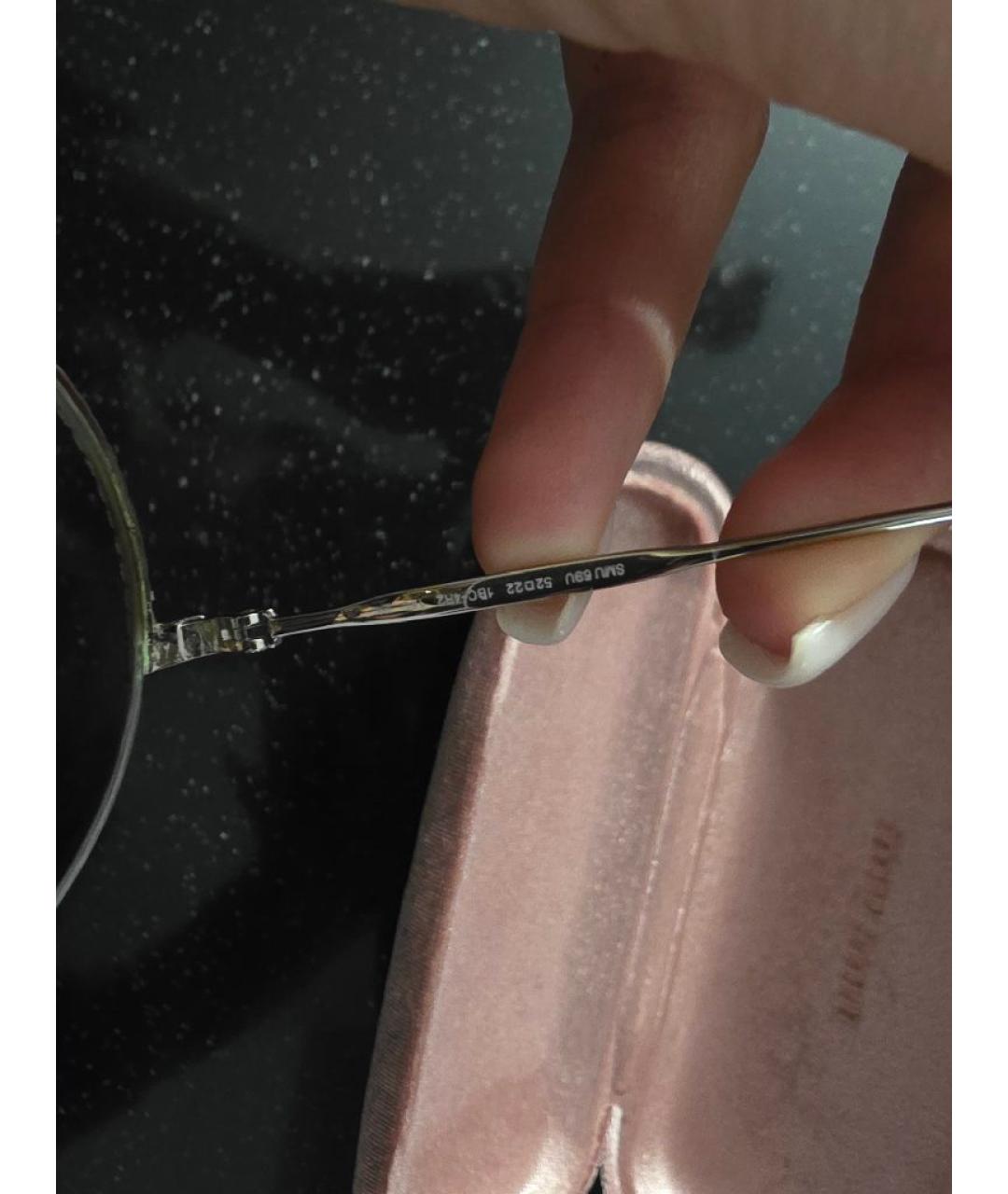 MIU MIU Серебряные металлические солнцезащитные очки, фото 3