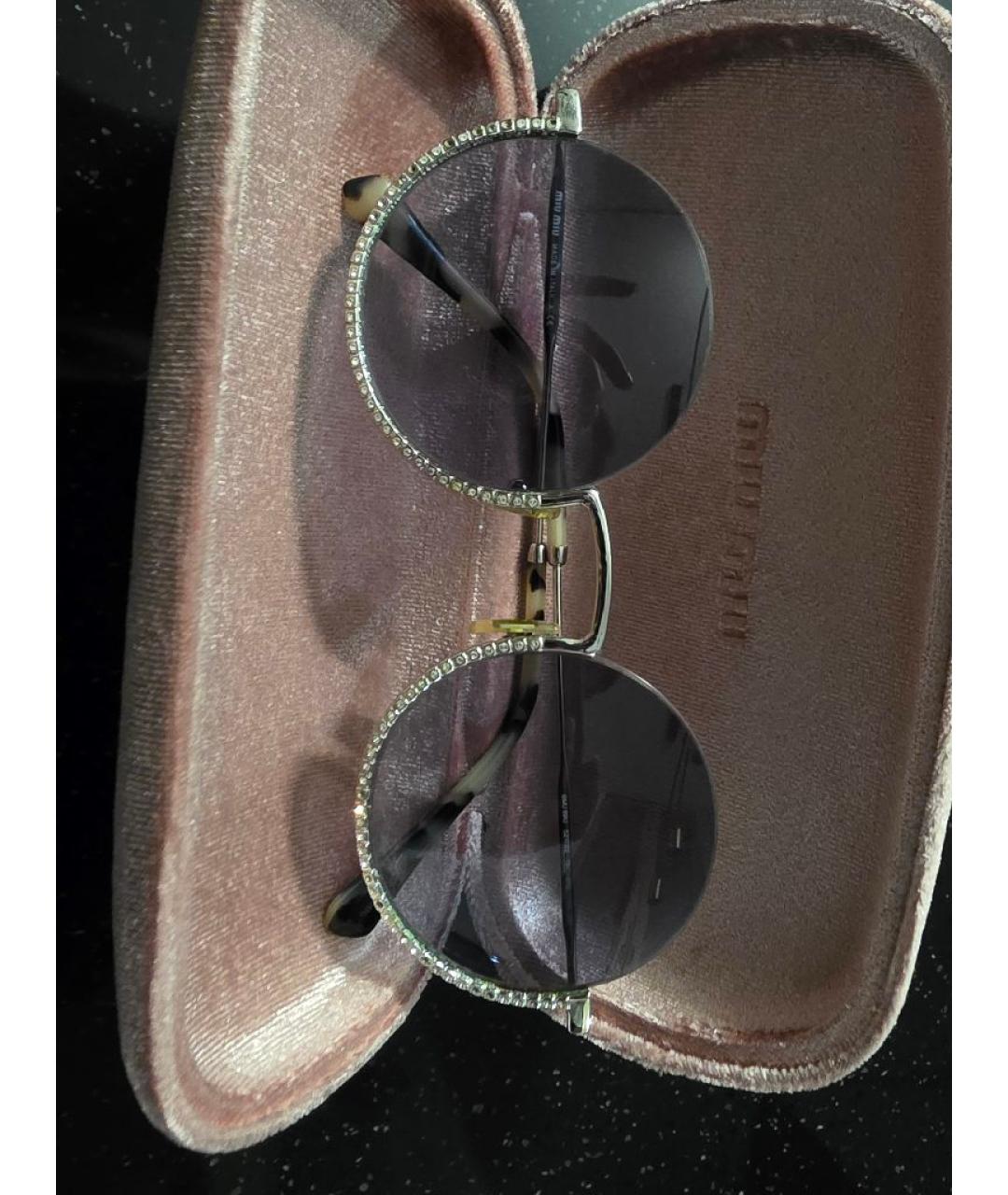 MIU MIU Серебряные металлические солнцезащитные очки, фото 6