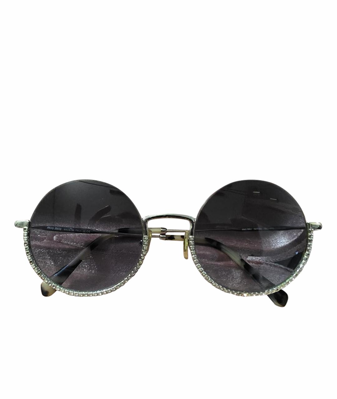 MIU MIU Серебряные металлические солнцезащитные очки, фото 1