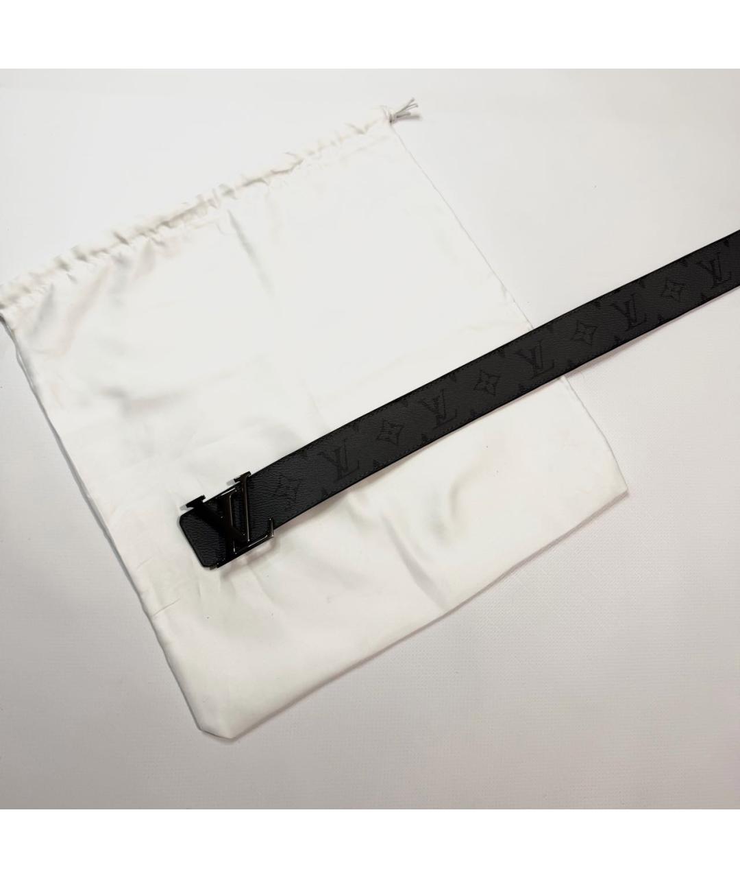 LOUIS VUITTON Антрацитовый кожаный ремень, фото 2