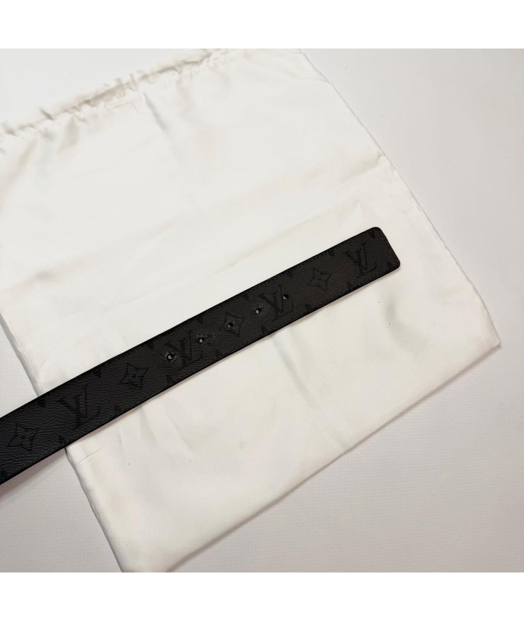 LOUIS VUITTON Антрацитовый кожаный ремень, фото 3