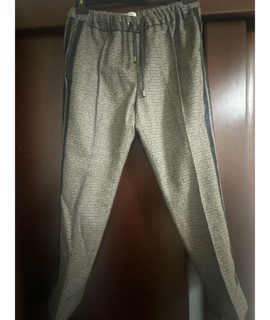 BRUNELLO CUCINELLI Коричневые шерстяные прямые брюки, фото 6