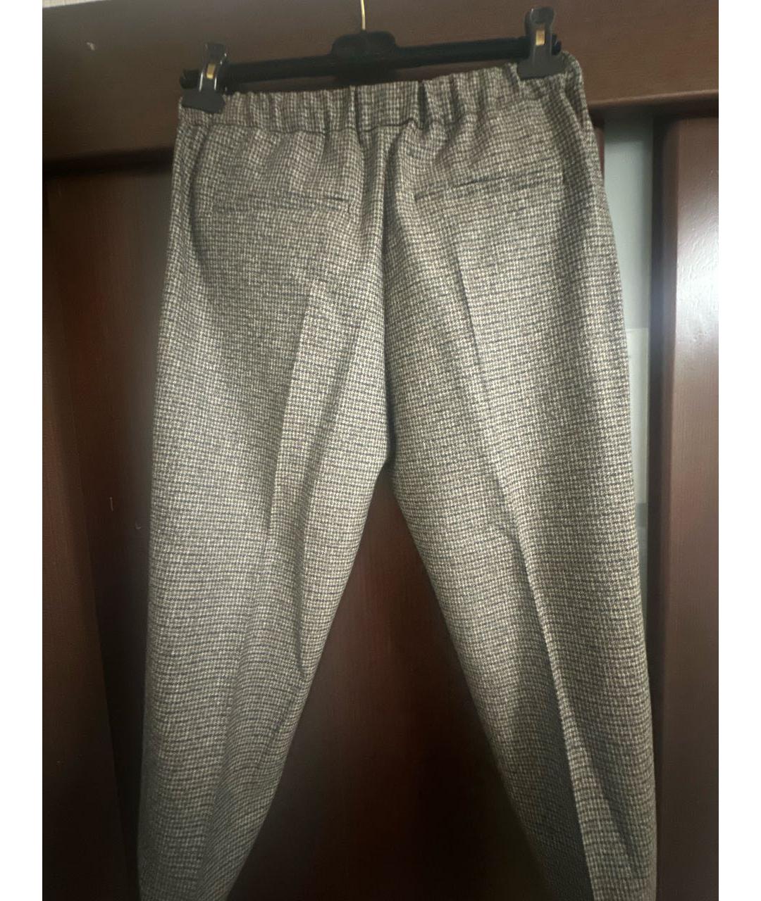 BRUNELLO CUCINELLI Коричневые шерстяные прямые брюки, фото 2