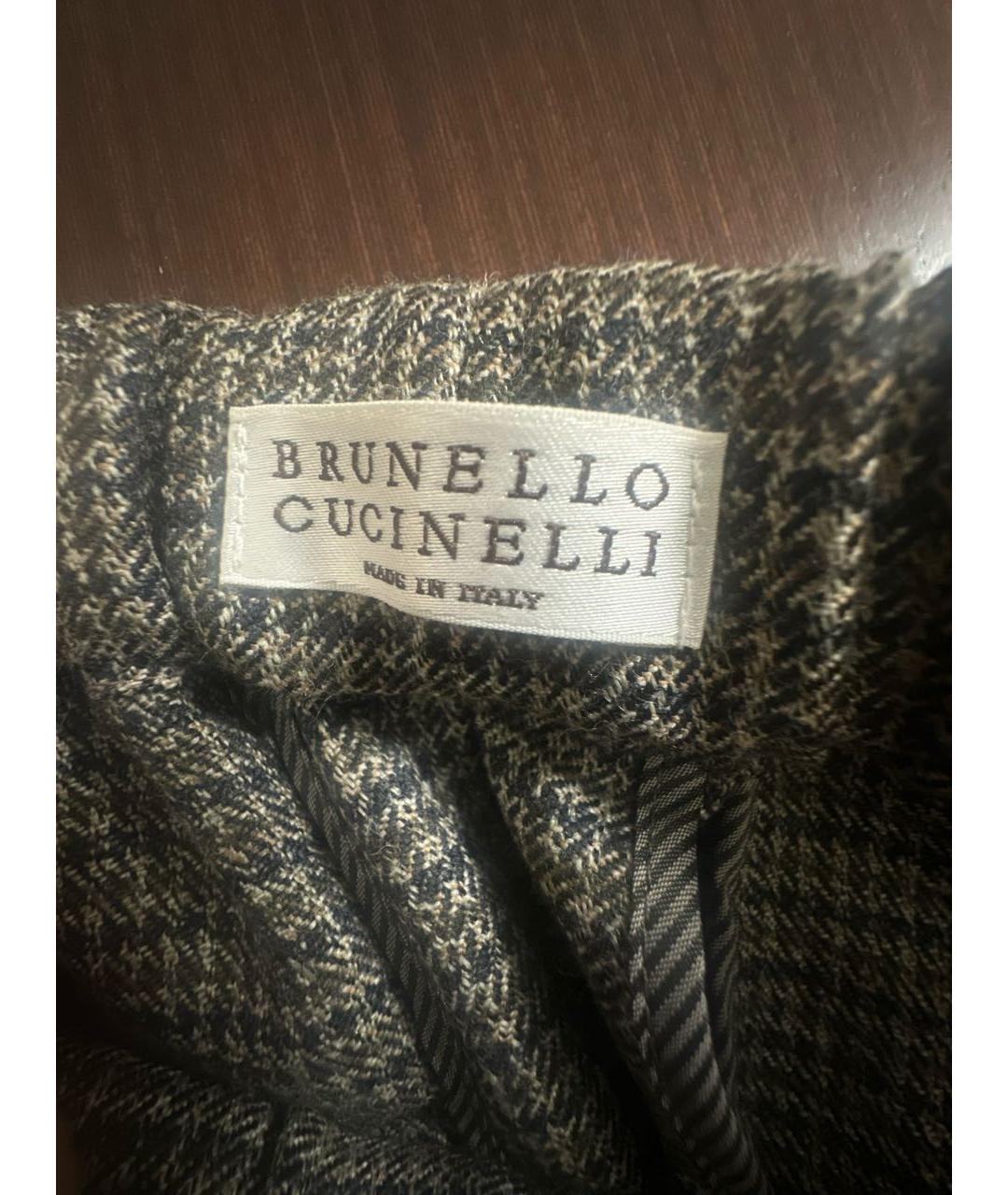 BRUNELLO CUCINELLI Коричневые шерстяные прямые брюки, фото 3