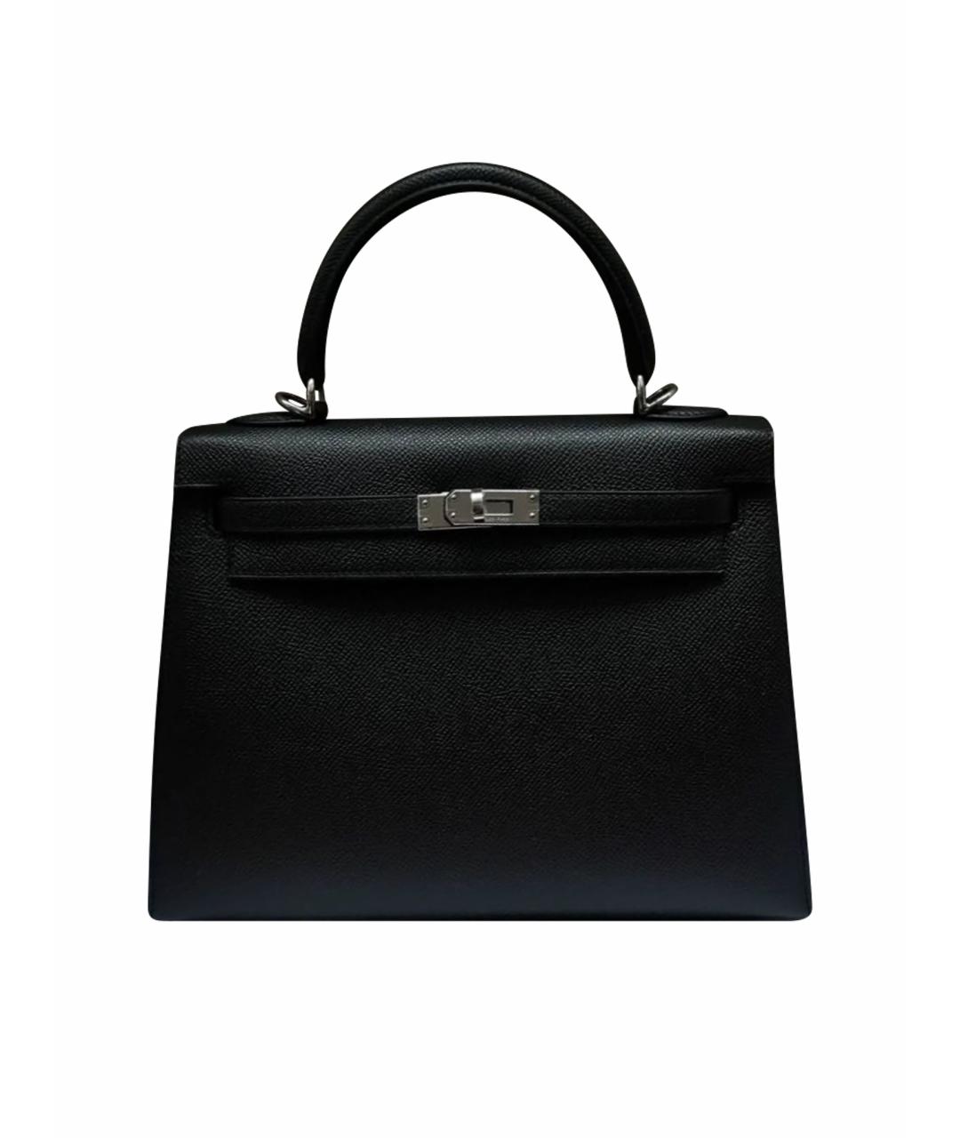 HERMES Черная кожаная сумка с короткими ручками, фото 1