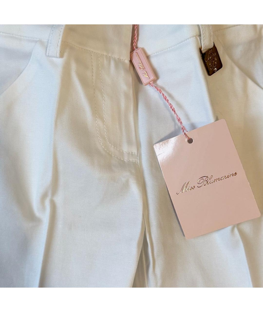 MISS BLUMARINE Белые хлопковые брюки и шорты, фото 4