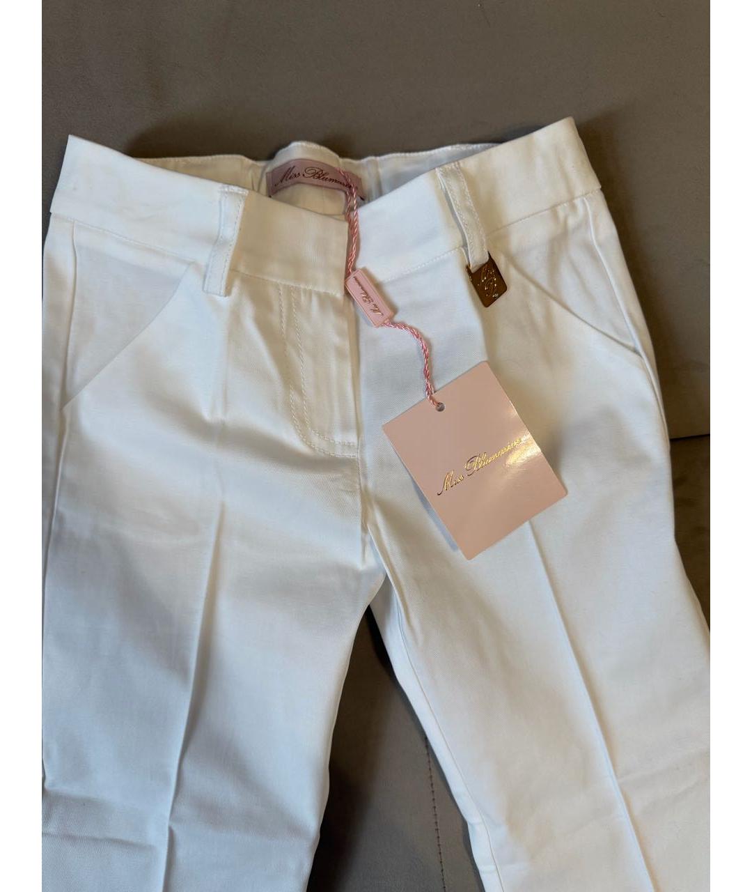 MISS BLUMARINE Белые хлопковые брюки и шорты, фото 3
