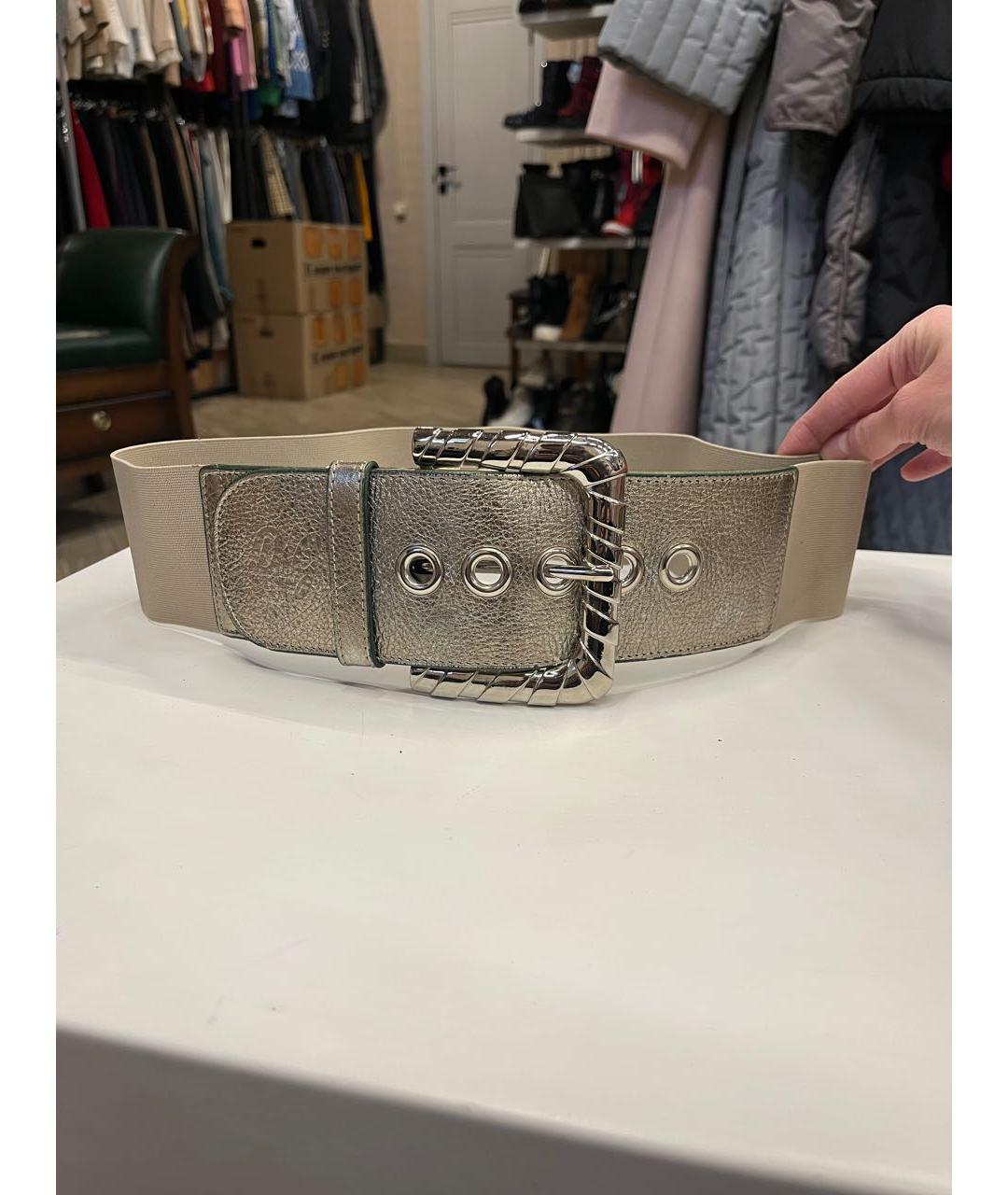 DOLCE&GABBANA Серебрянный кожаный ремень, фото 5