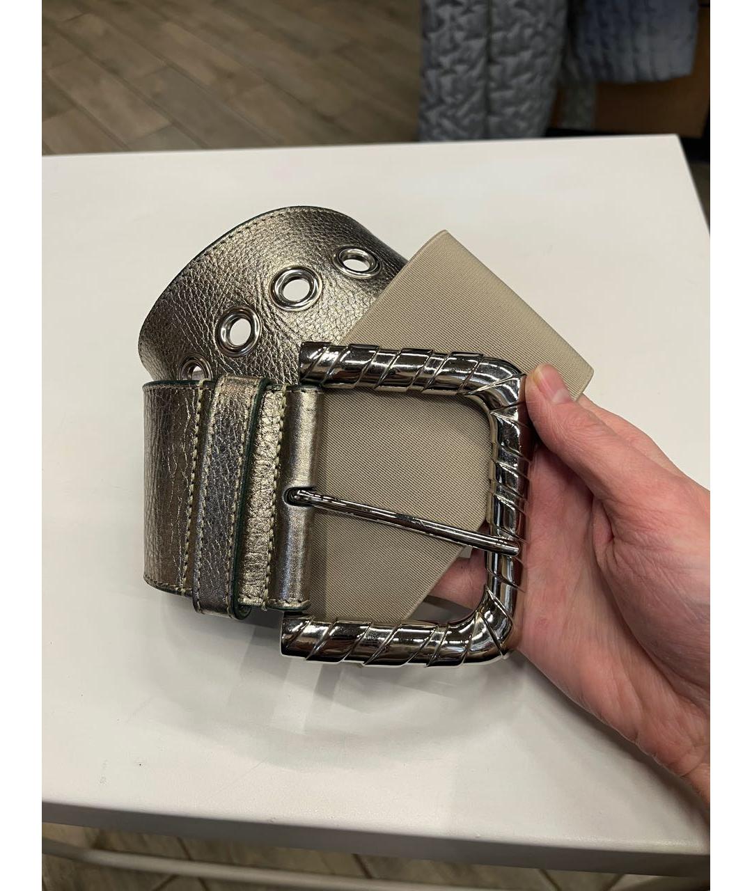 DOLCE&GABBANA Серебрянный кожаный ремень, фото 4