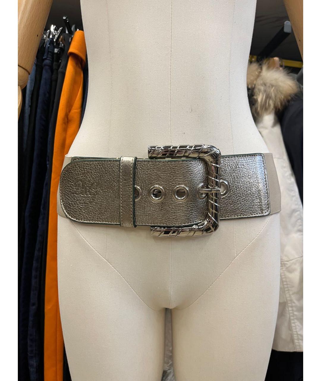 DOLCE&GABBANA Серебрянный кожаный ремень, фото 2