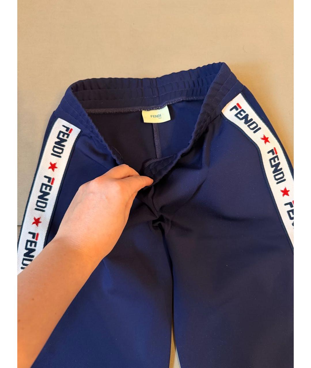 FENDI Темно-синие полиэстеровые брюки и шорты, фото 3