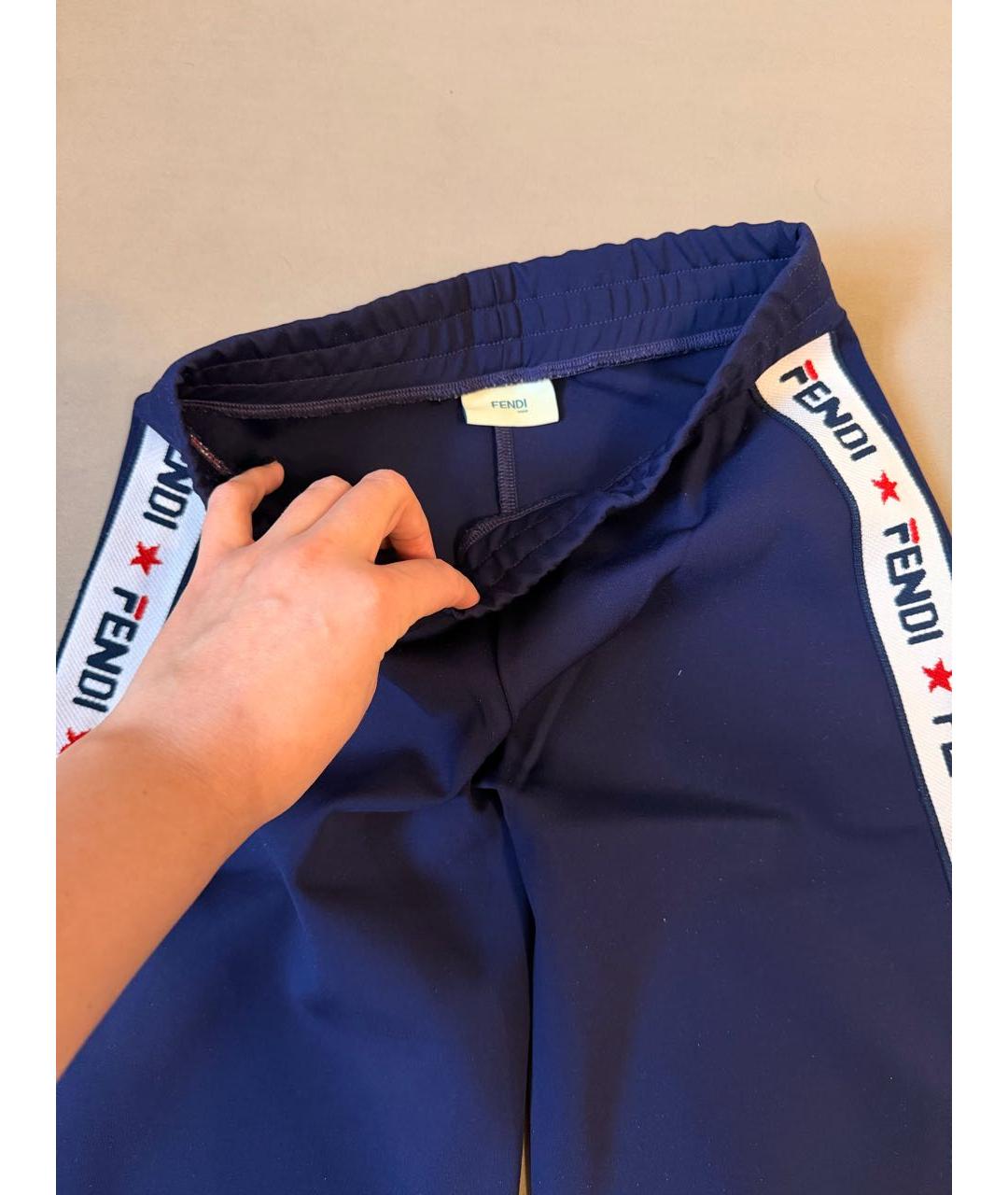 FENDI Темно-синие полиэстеровые брюки и шорты, фото 8