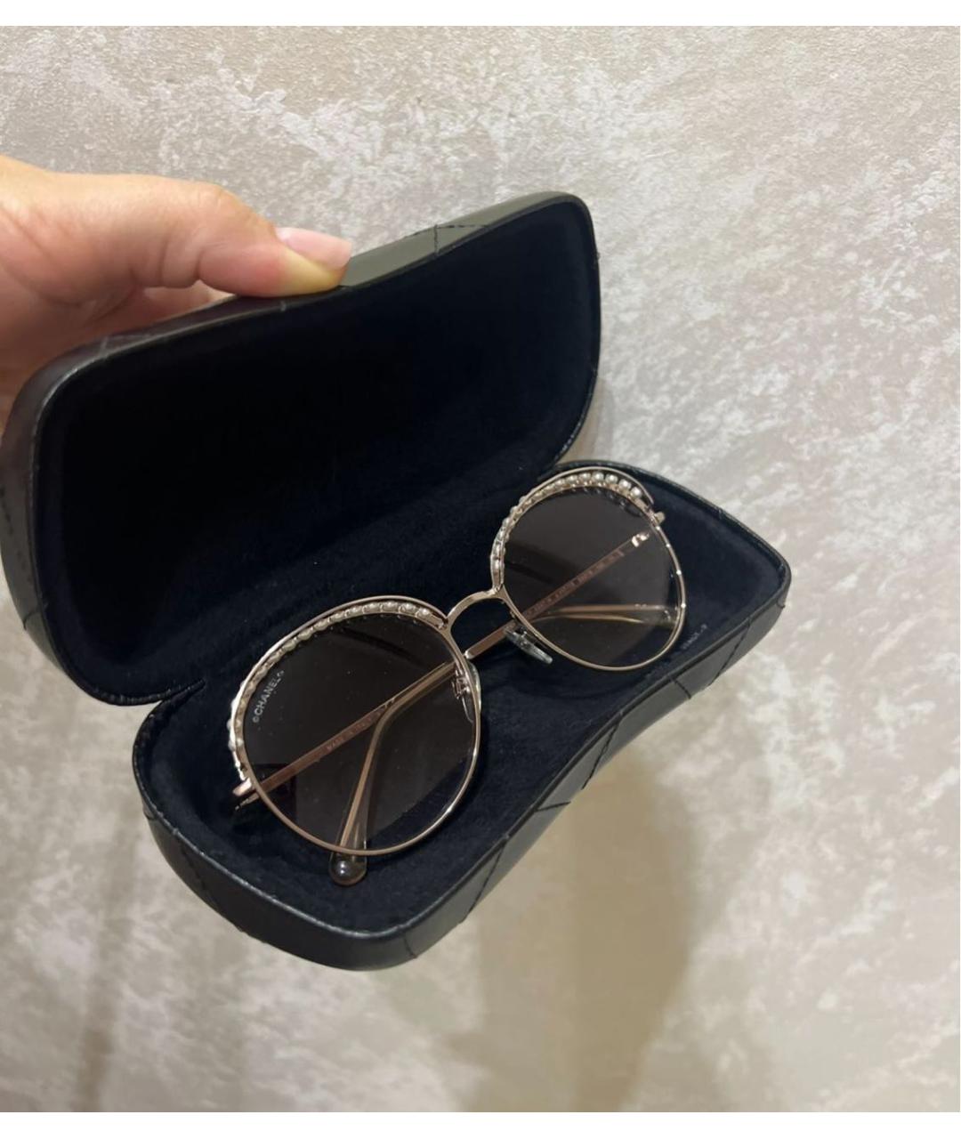 CHANEL Бежевые металлические солнцезащитные очки, фото 8