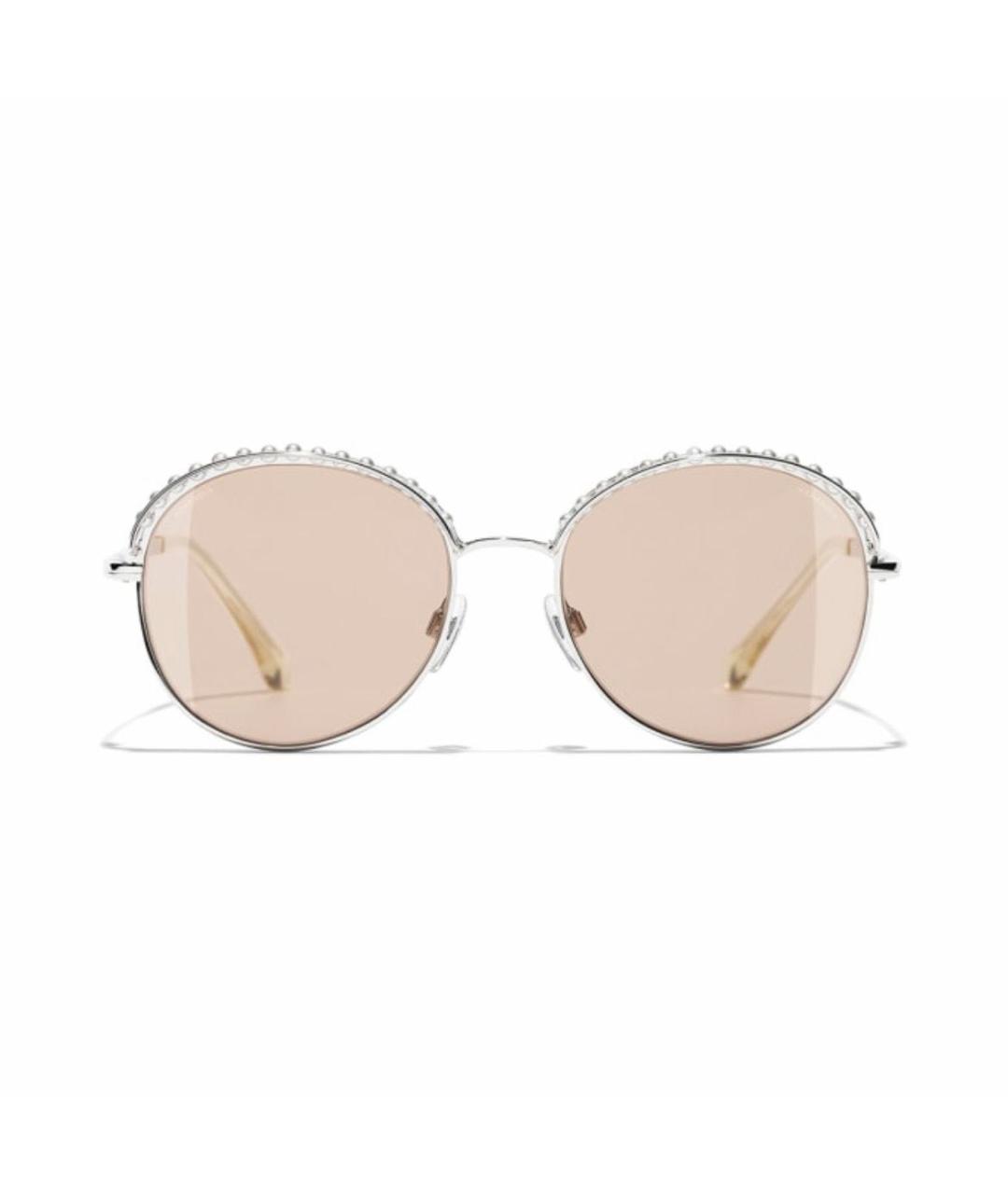 CHANEL Бежевые металлические солнцезащитные очки, фото 9