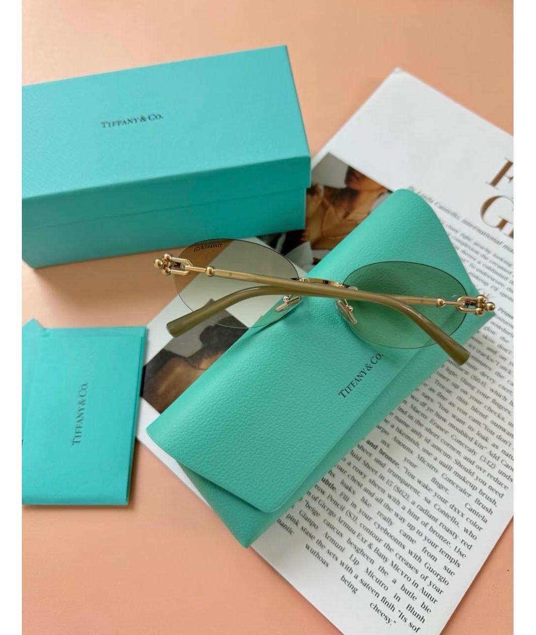 TIFFANY&CO Бежевые металлические солнцезащитные очки, фото 3