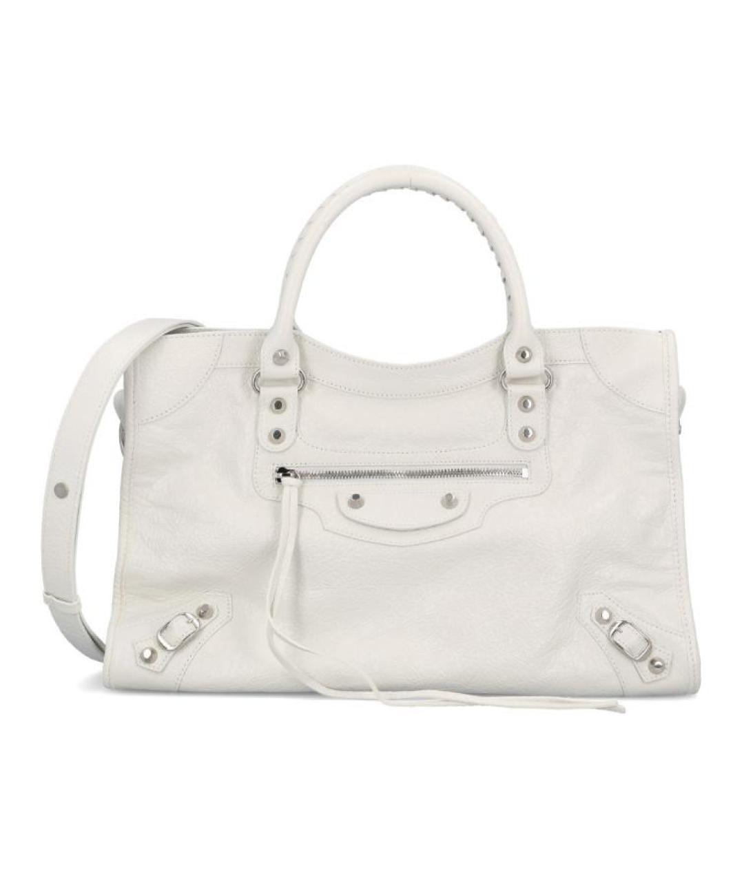 BALENCIAGA Белая кожаная сумка тоут, фото 1