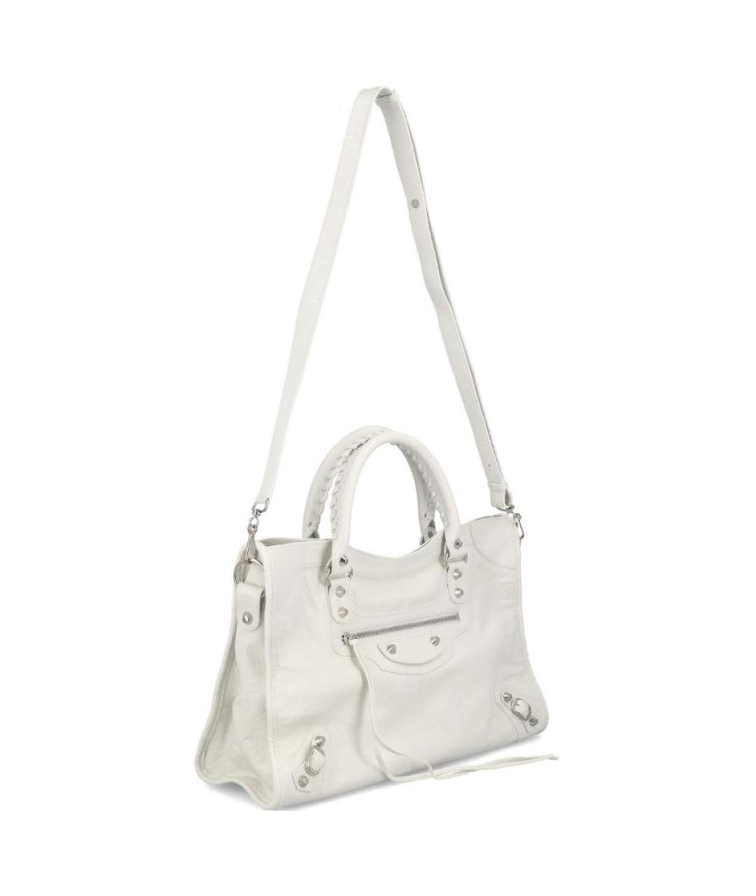 BALENCIAGA Белая кожаная сумка тоут, фото 2
