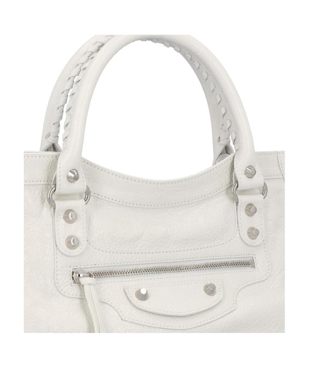 BALENCIAGA Белая кожаная сумка тоут, фото 4
