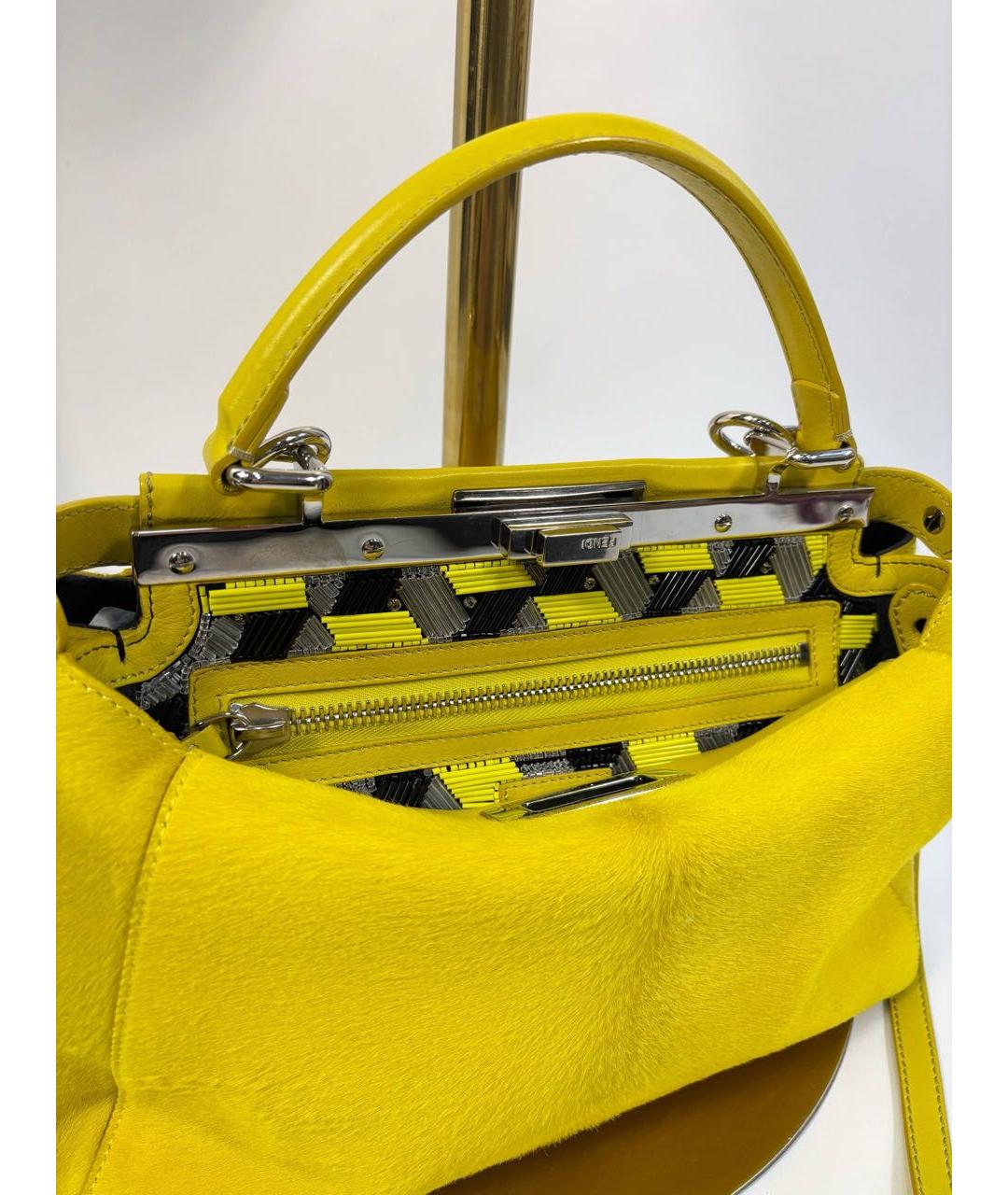 FENDI Желтая меховая сумка через плечо, фото 8