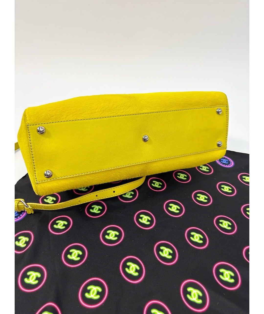 FENDI Желтая меховая сумка через плечо, фото 6