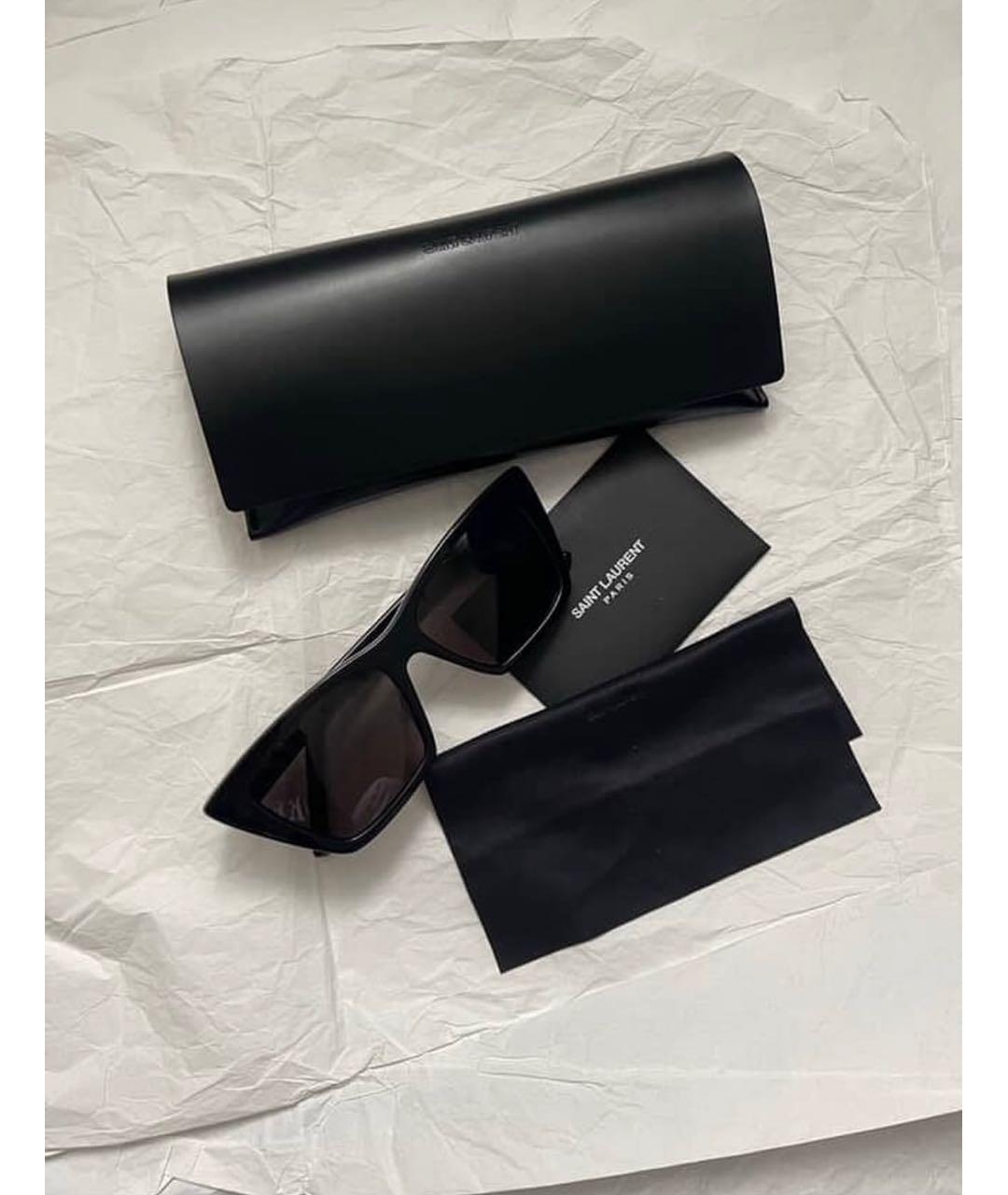 SAINT LAURENT Черные пластиковые солнцезащитные очки, фото 8