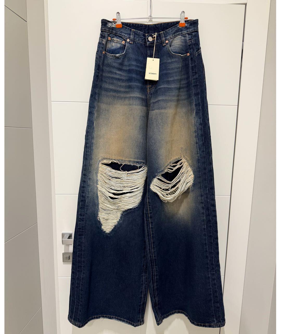 VETEMENTS Темно-синие хлопковые прямые джинсы, фото 3