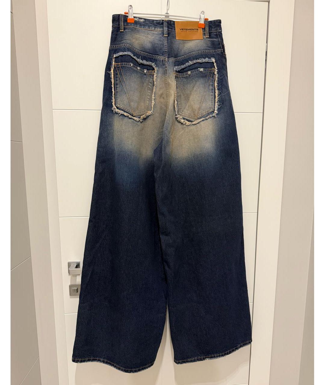 VETEMENTS Темно-синие хлопковые прямые джинсы, фото 4