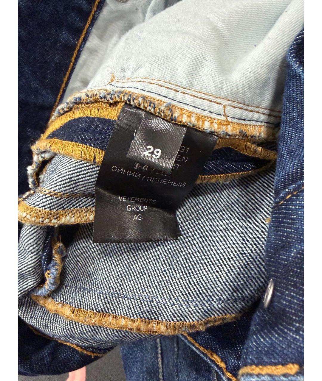 VETEMENTS Темно-синие хлопковые прямые джинсы, фото 7