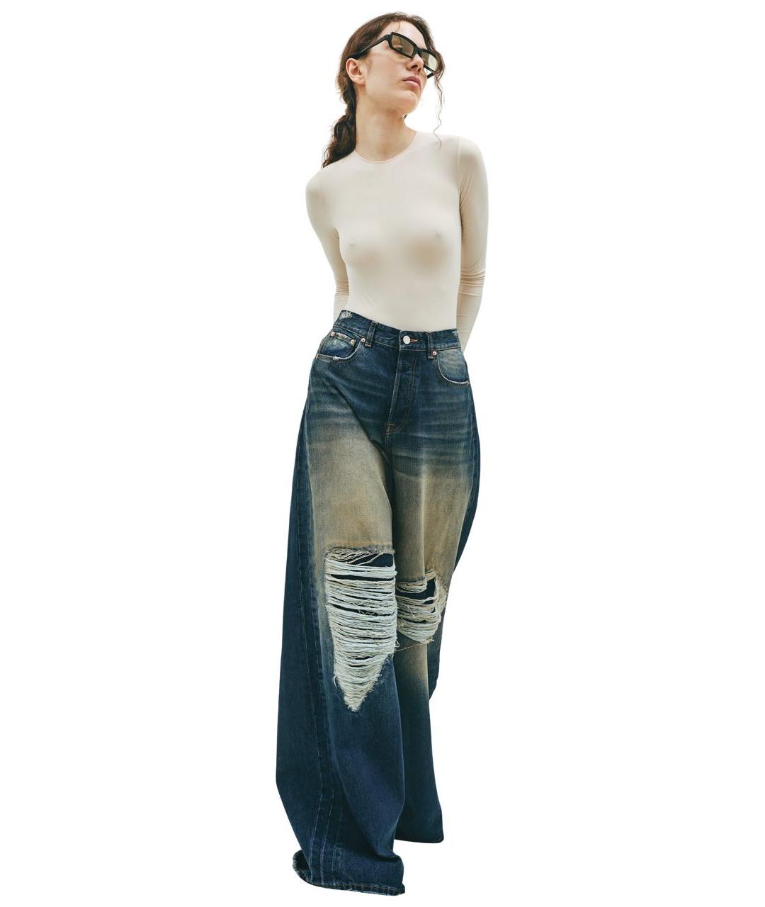 VETEMENTS Темно-синие хлопковые прямые джинсы, фото 2