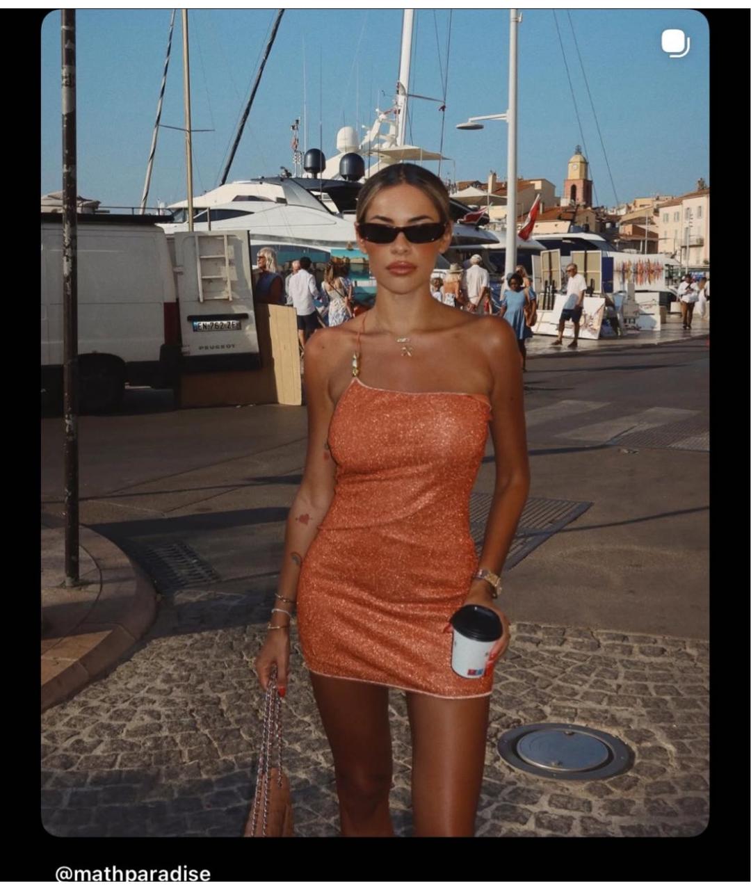 OSEREE Оранжевое полиамидовое коктейльное платье, фото 7