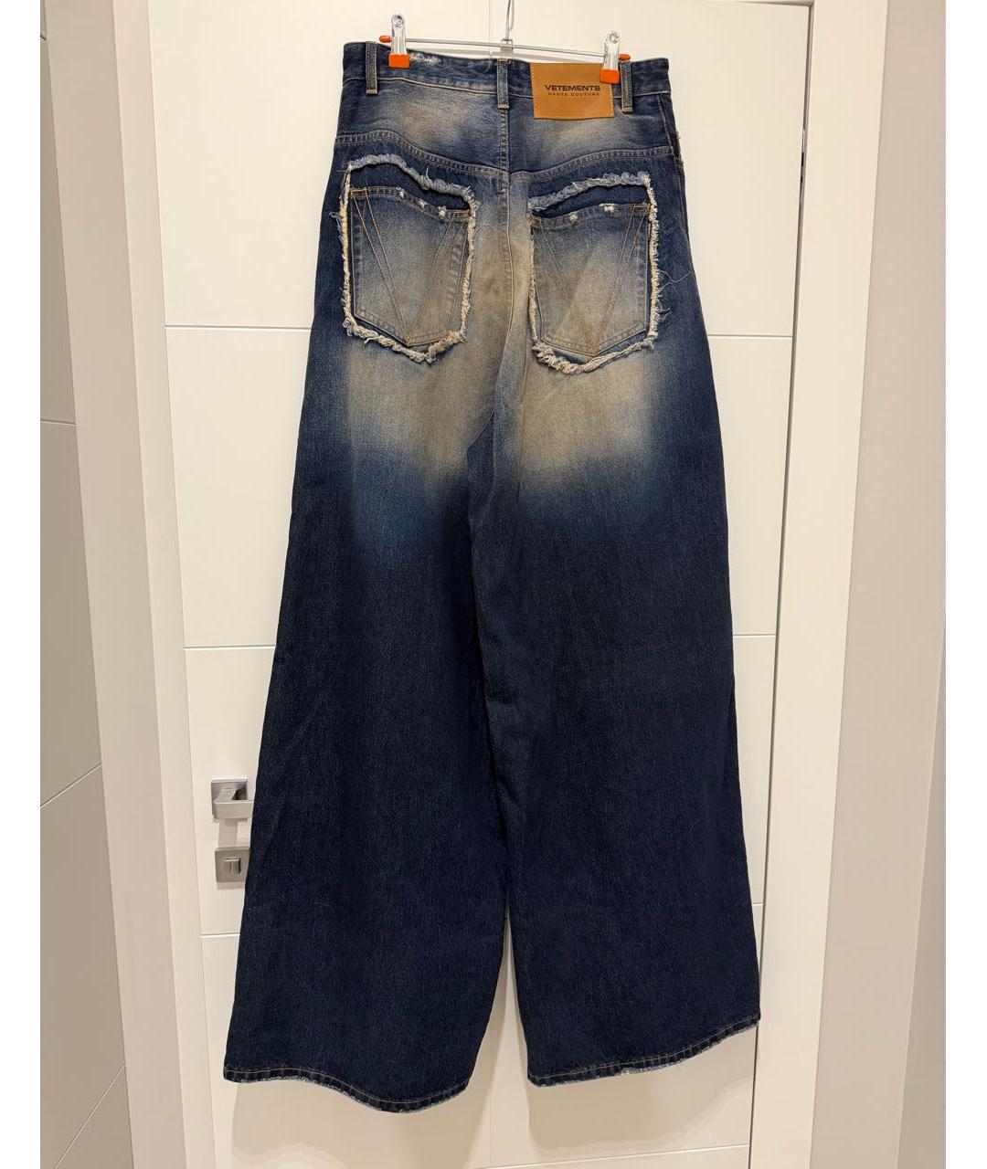 VETEMENTS Темно-синие хлопковые прямые джинсы, фото 4