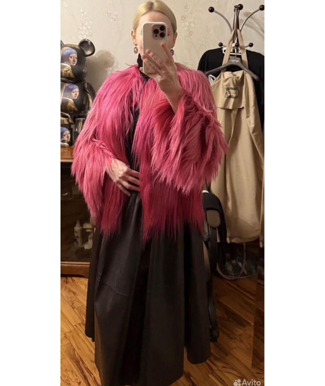 GUCCI Коралловая меховая шуба, фото 5