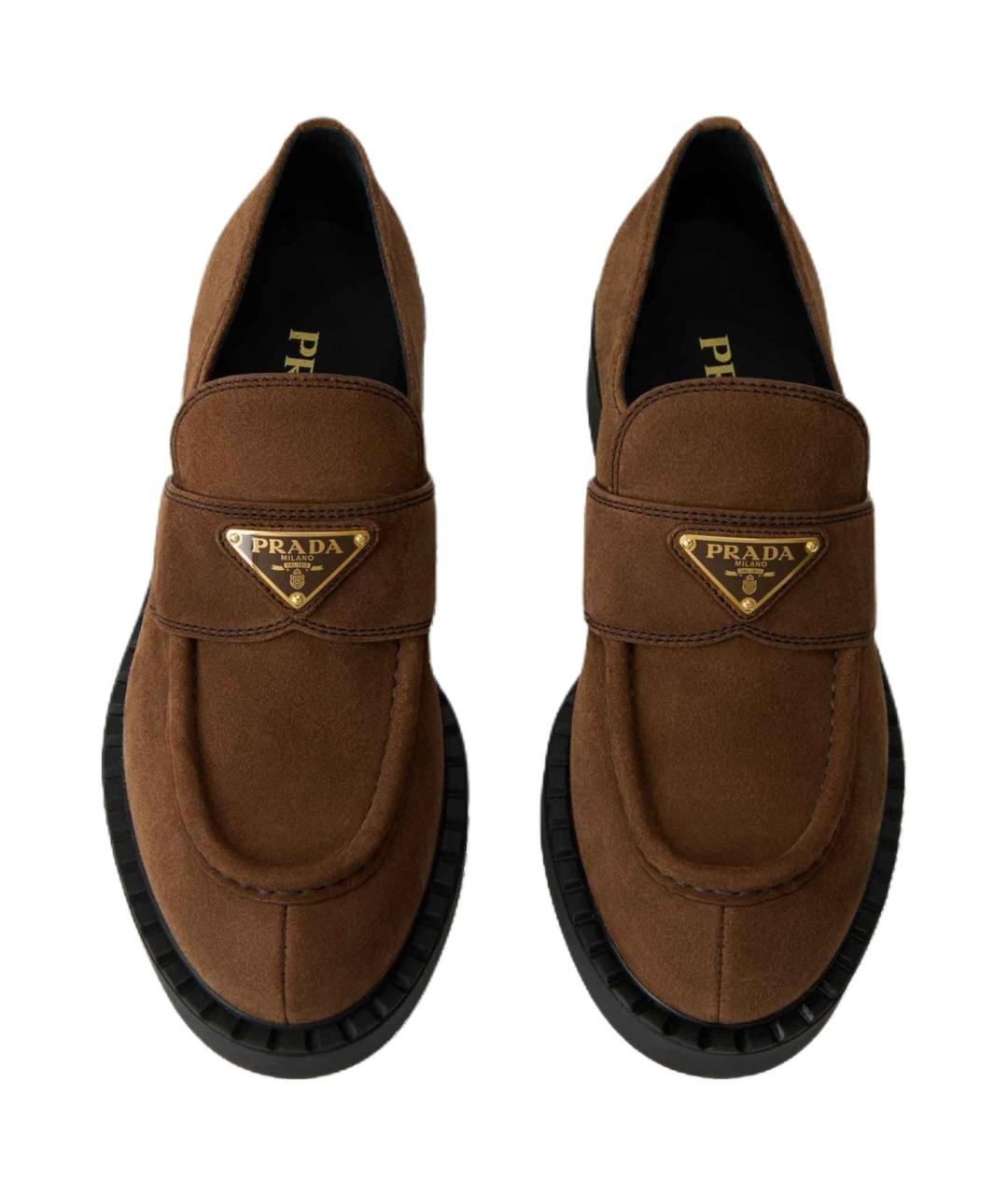 PRADA Коричневые замшевые лоферы, фото 5