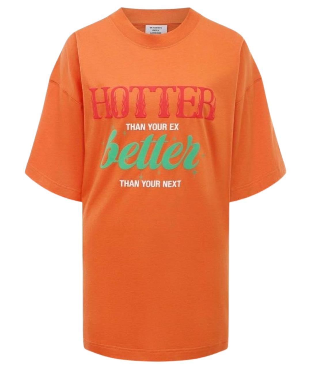 VETEMENTS Оранжевая хлопковая футболка, фото 1