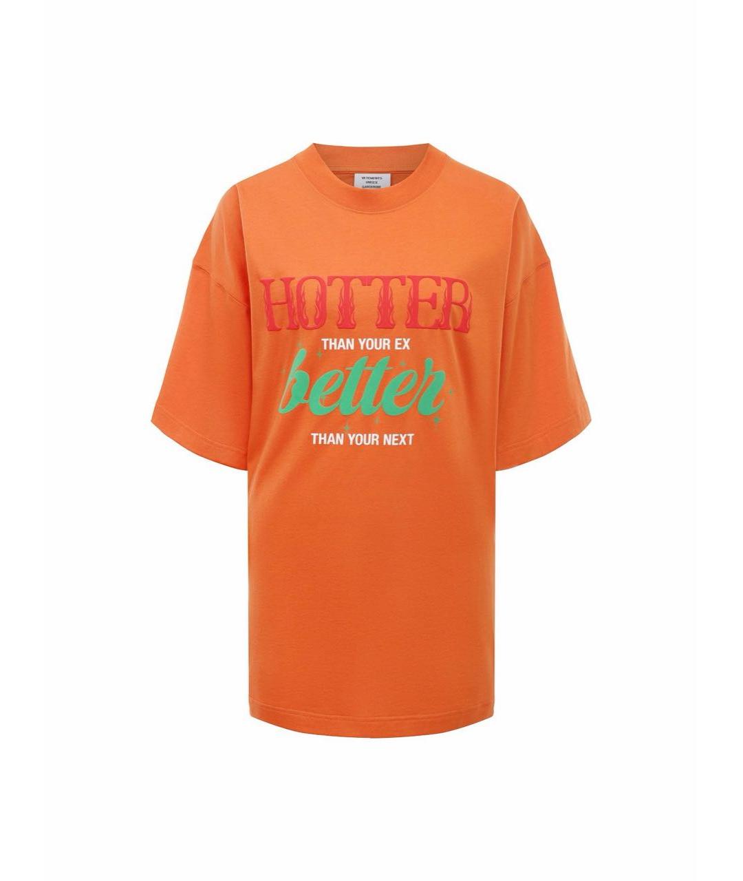 VETEMENTS Оранжевая хлопковая футболка, фото 9