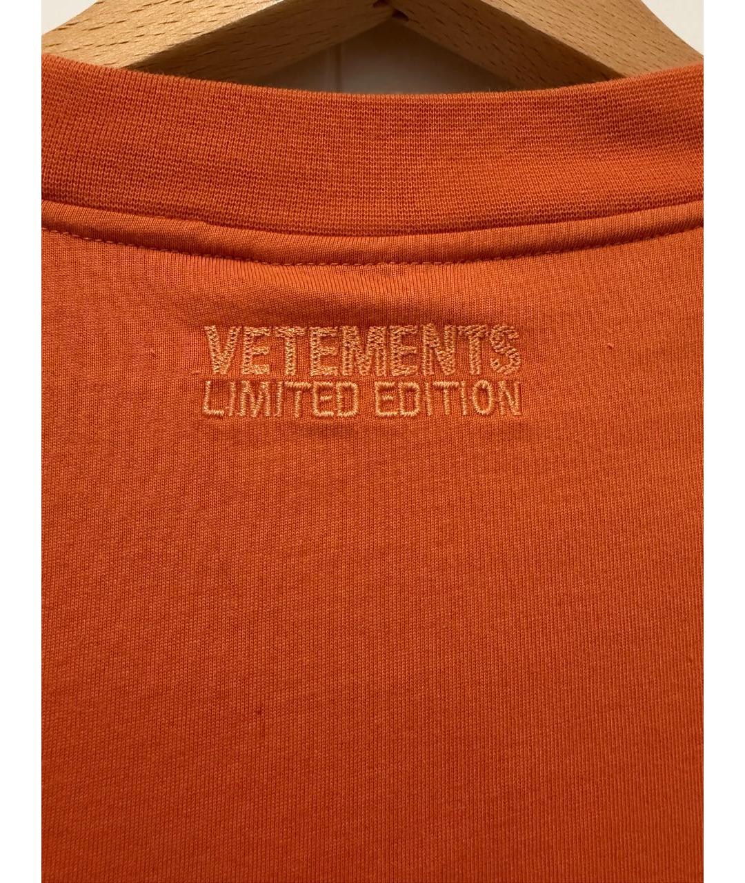 VETEMENTS Оранжевая хлопковая футболка, фото 6