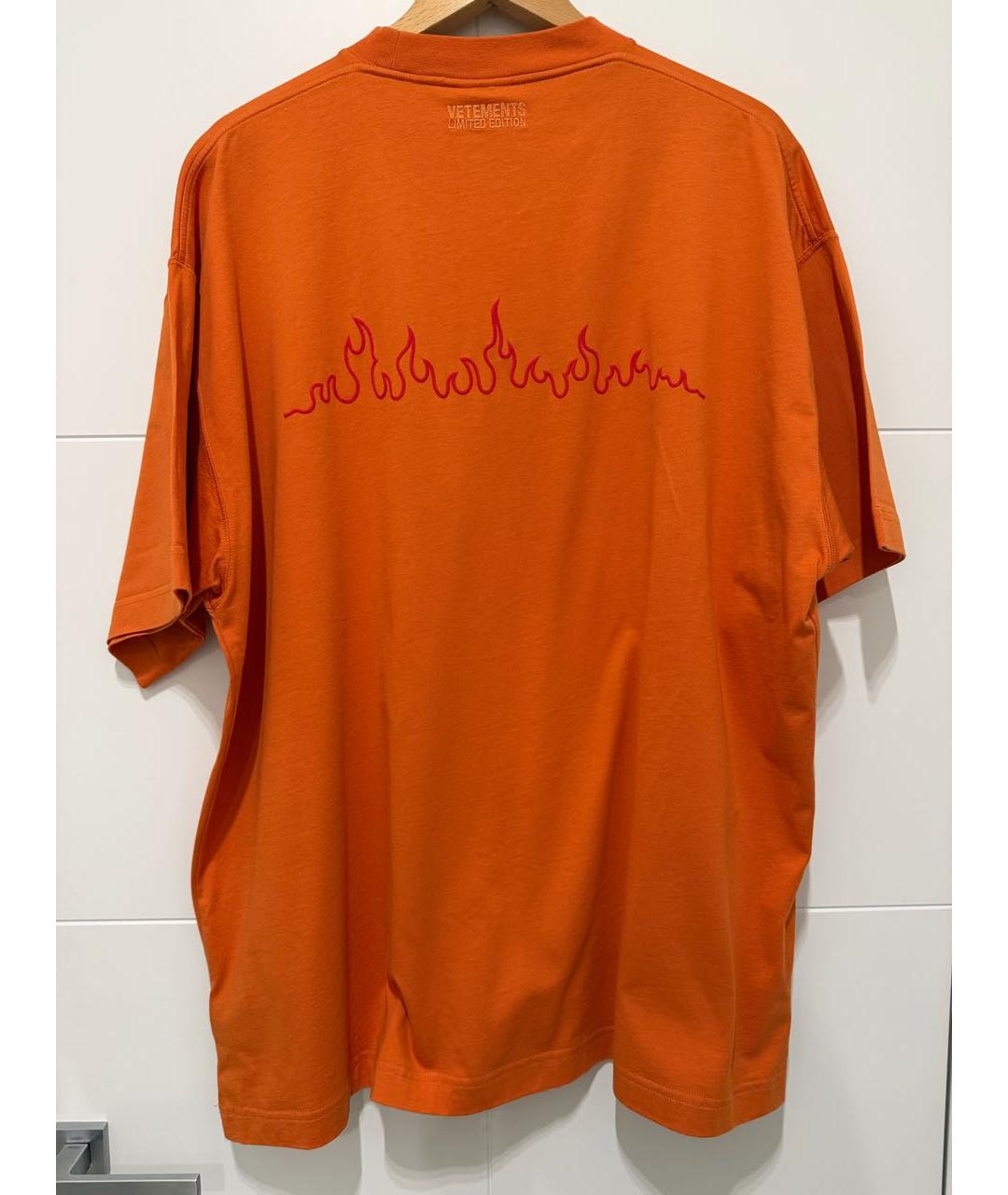 VETEMENTS Оранжевая хлопковая футболка, фото 4