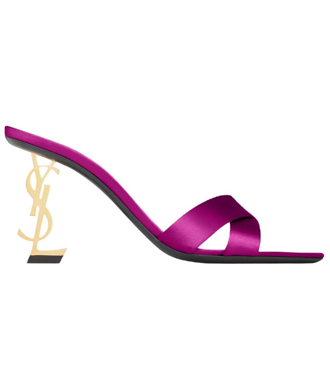 SAINT LAURENT Фуксия текстильные сандалии, фото 1