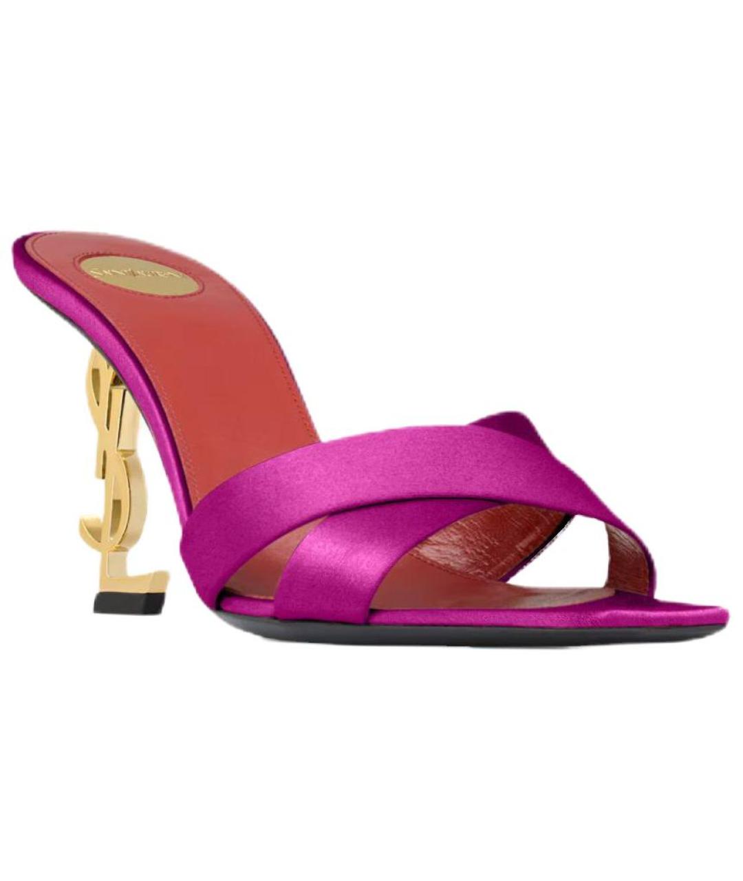 SAINT LAURENT Фуксия текстильные сандалии, фото 3