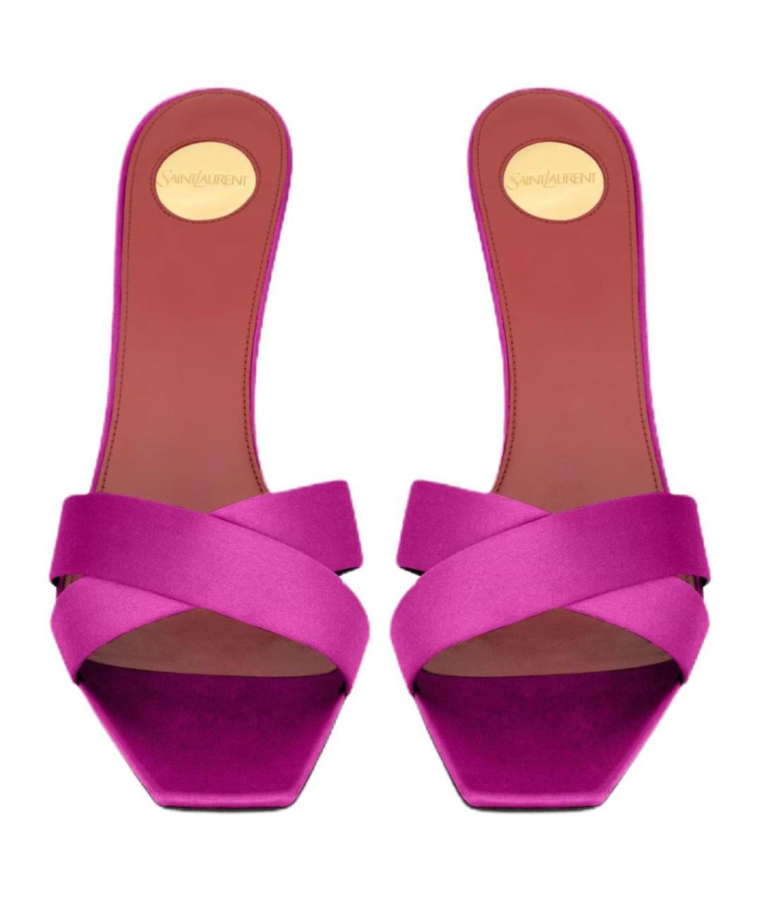 SAINT LAURENT Фуксия текстильные сандалии, фото 4
