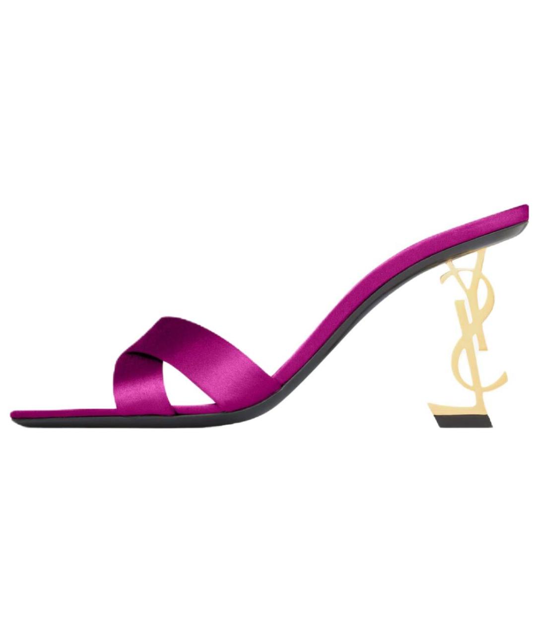 SAINT LAURENT Фуксия текстильные сандалии, фото 2